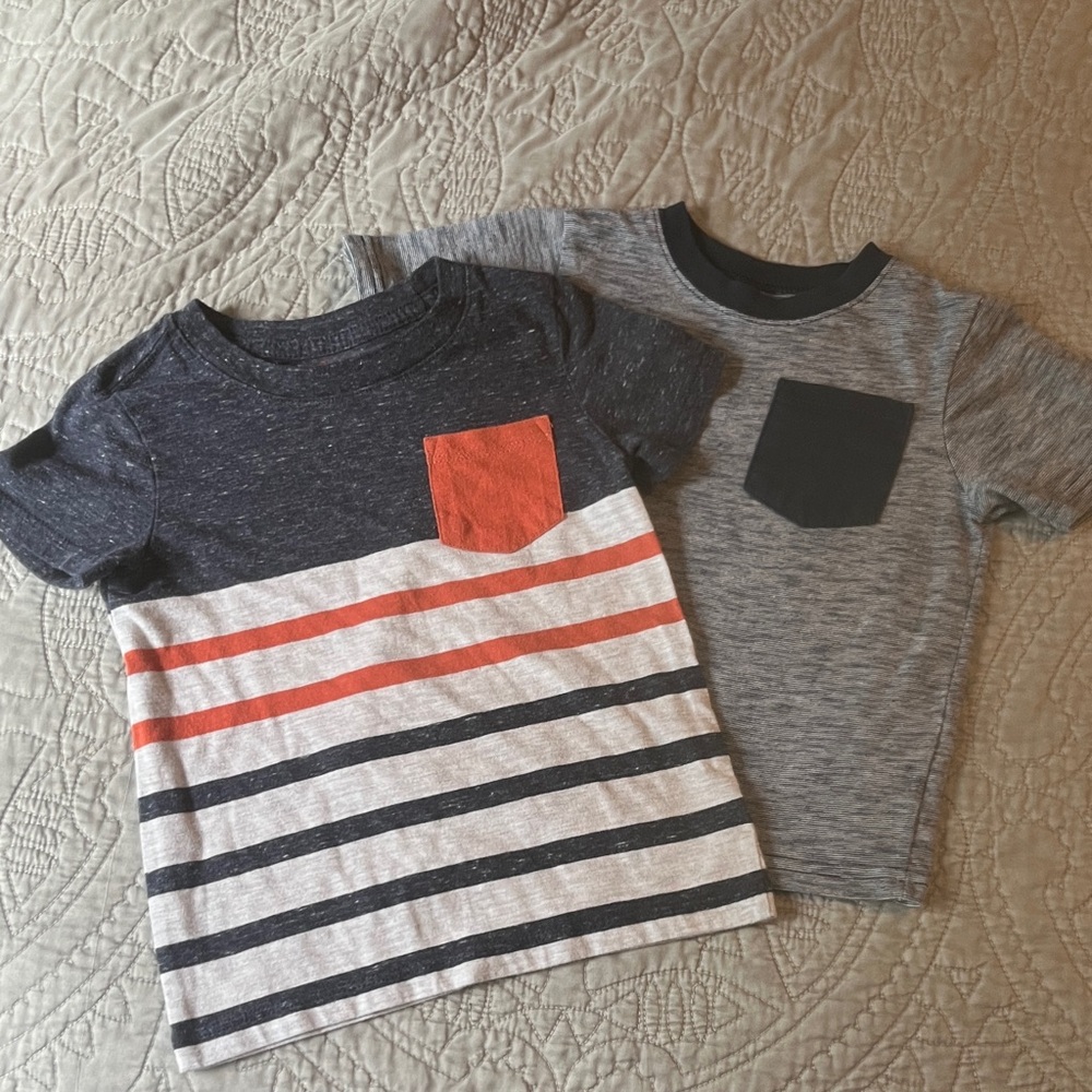 Stylish Kids' Striped and Solid Pocket Tees
